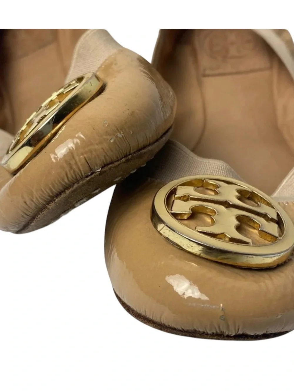 Tory burch woman’s flat shoes patent leather size 7 M.